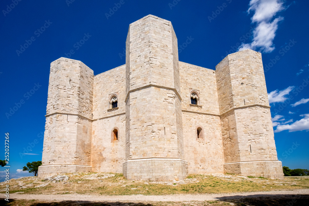ANDRIA- Castel del Monte, the famous castle built in an octagonal shape by the Holy Roman Emperor Frederick II in the 13th century in Apulia, southeast Italy. Italy