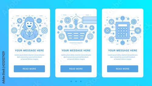 Vertical banners flat thin line icons vector illustration.