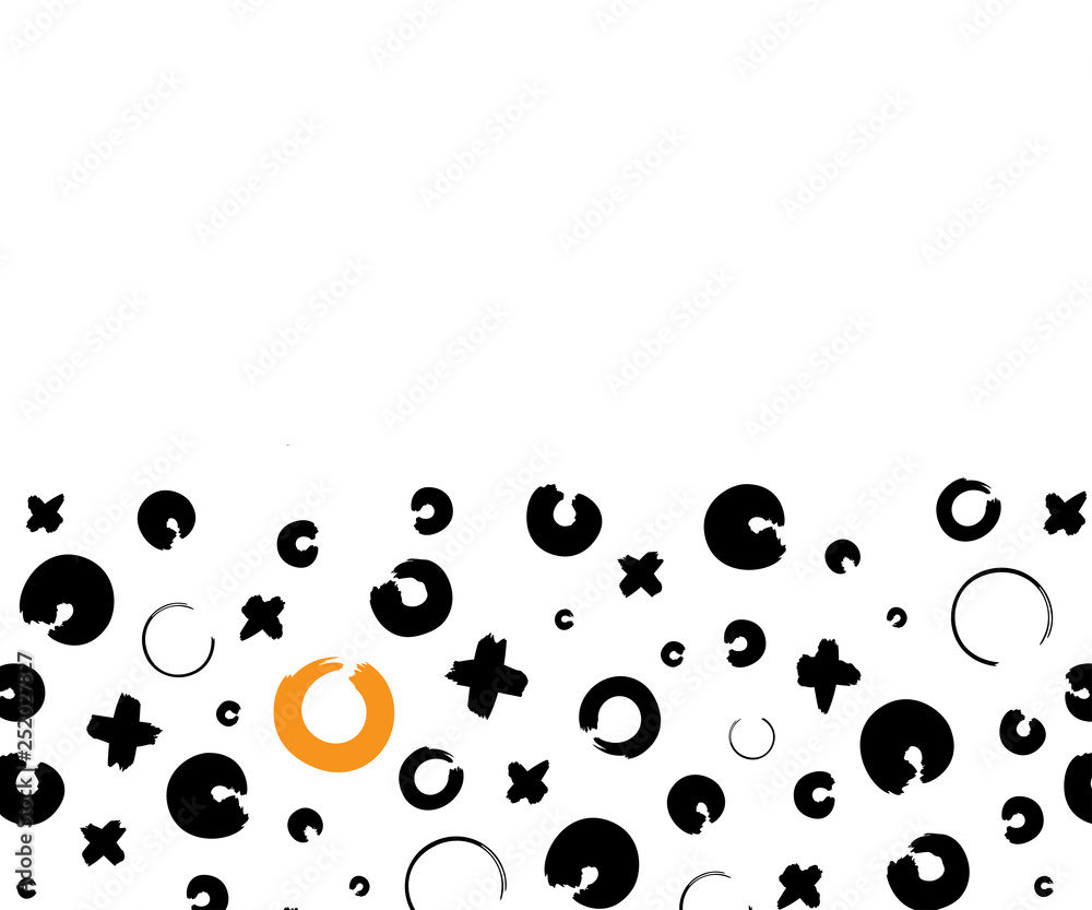 Black and orange pattern, x and o on white