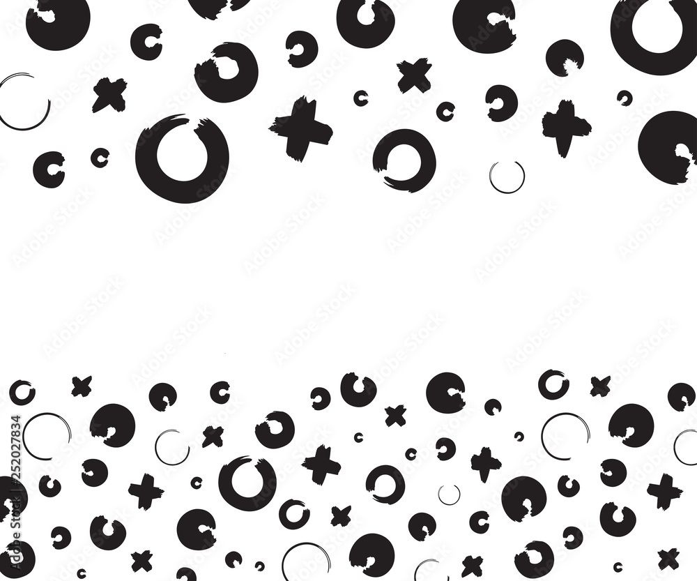 Hand drawn cross and zero vector signs, background Hand drawn cross and zero vector signs, background