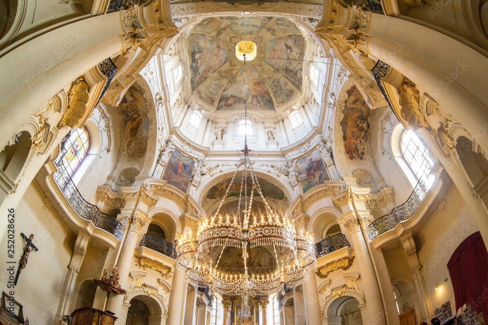 The ceiling of St. Nicholas Church, Prague, Bohemia, Czech Republic