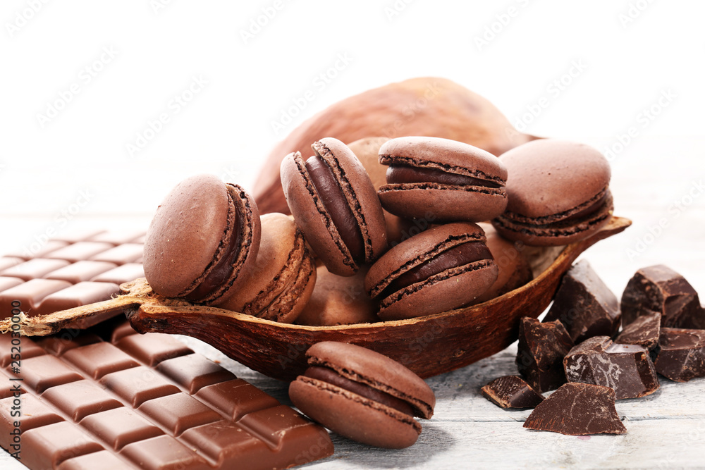 Sweet and colourful french macaroons or macaron with chocolate. Sweet and colourful french macaroons or macaron with chocolate.