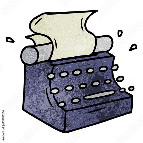 textured cartoon doodle of old school typewriter