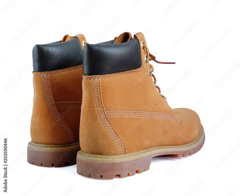 yellow winter women's boot shoes on white background.This has clipping path.