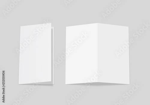Mockup of the booklet or brochure with open blank pages. A4 half folded