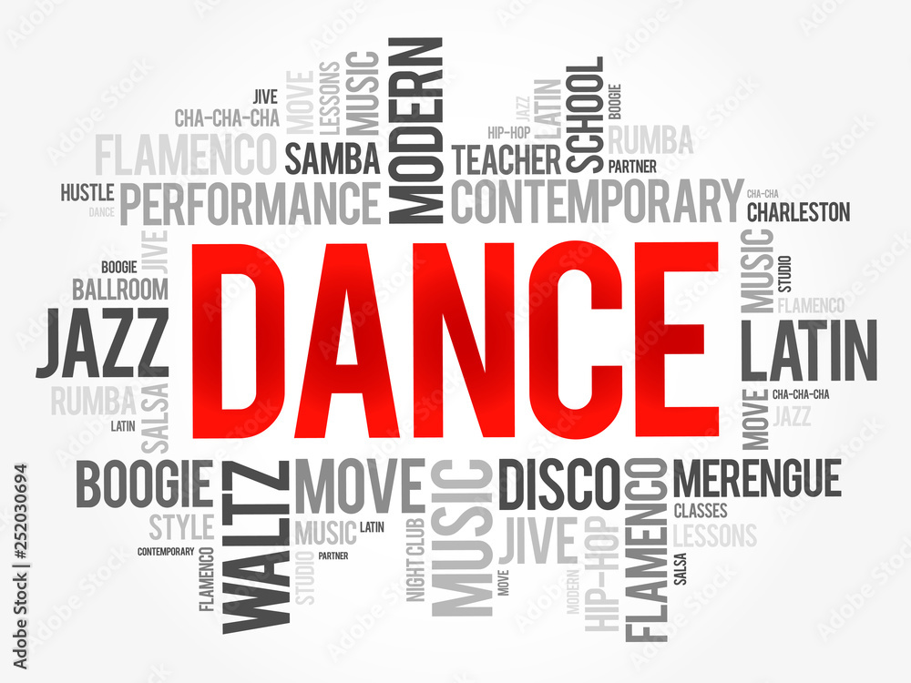Dance word cloud collage, concept background Dance word cloud collage, concept background