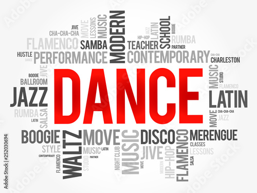Dance word cloud collage, concept background