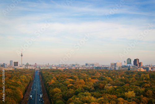 Berlin Skyline City Panorama on a autumn sunny day. Famous landmark in Berlin, Germany, Europe