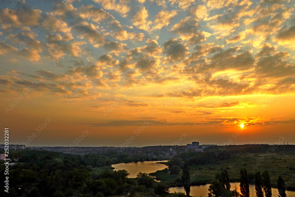 Fototapeta premium sunset over the lake