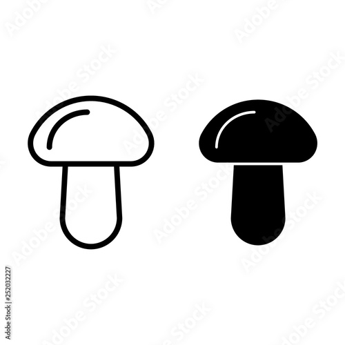 Mushroom line and glyph icon. Food vector illustration isolated on white. Fungus outline style design, designed for web and app. Eps 10.