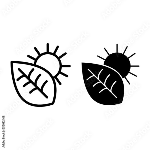 Photosynthesis line and glyph icon. Environment vector illustration isolated on white. Leaf and sun outline style design, designed for web and app. Eps 10.