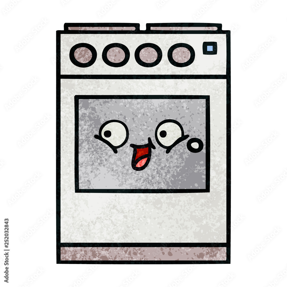 retro grunge texture cartoon kitchen oven retro grunge texture cartoon kitchen oven