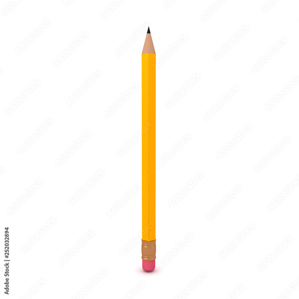 3D illustration of a vertical number two pencil 3D illustration of a vertical number two pencil