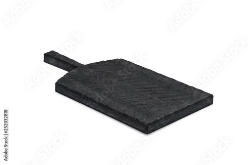 One black wooden cutting Board on white background. Iisolate on white