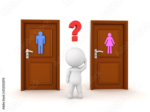 3D Character not knowing what bathroom to chose photo