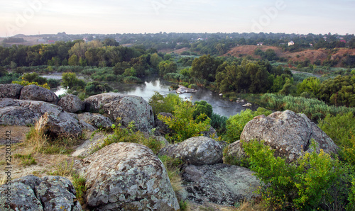 Stone boulders and river in reserve