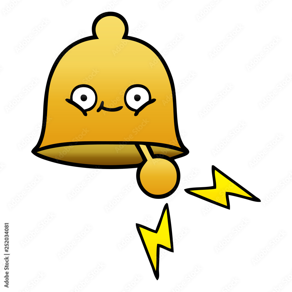 gradient shaded cartoon ringing bell gradient shaded cartoon ringing bell