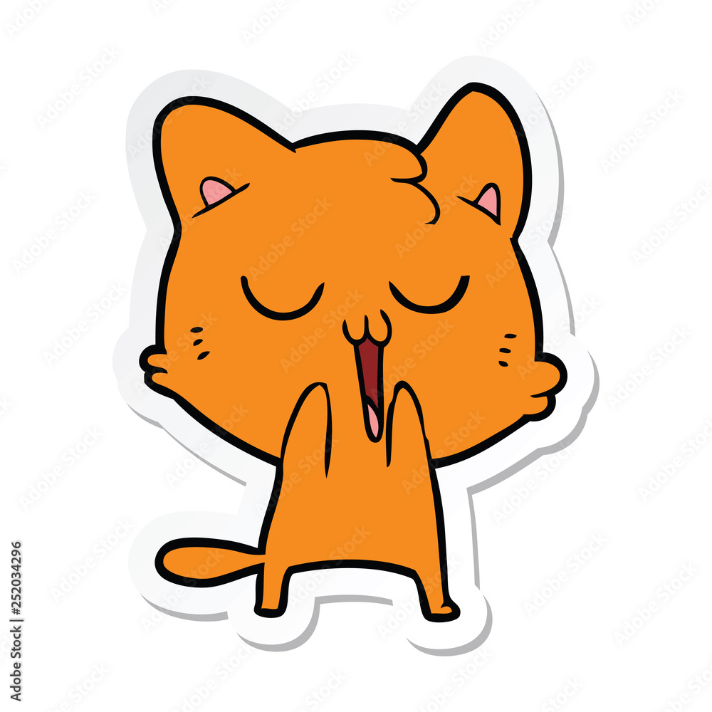 sticker of a cartoon cat singing sticker of a cartoon cat singing