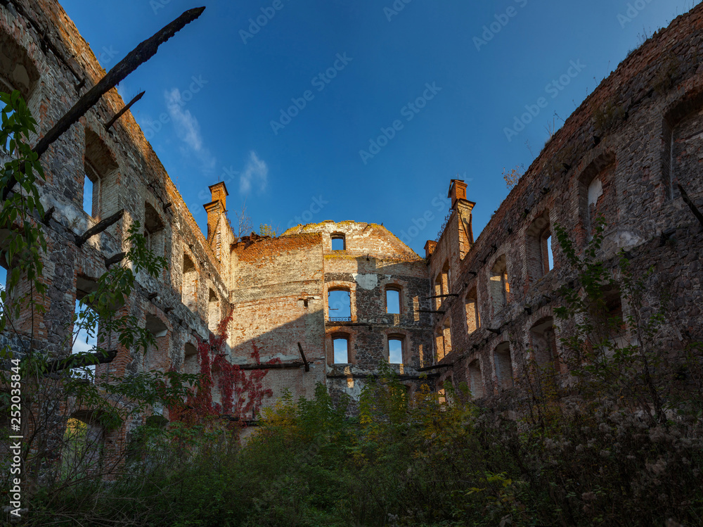 Walls of the destroyed building Walls of the destroyed building