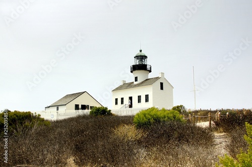 lighthouse, san diego, california, light, coast, landscape, architecture, building, sea, house, white, old, landmark, navigation,