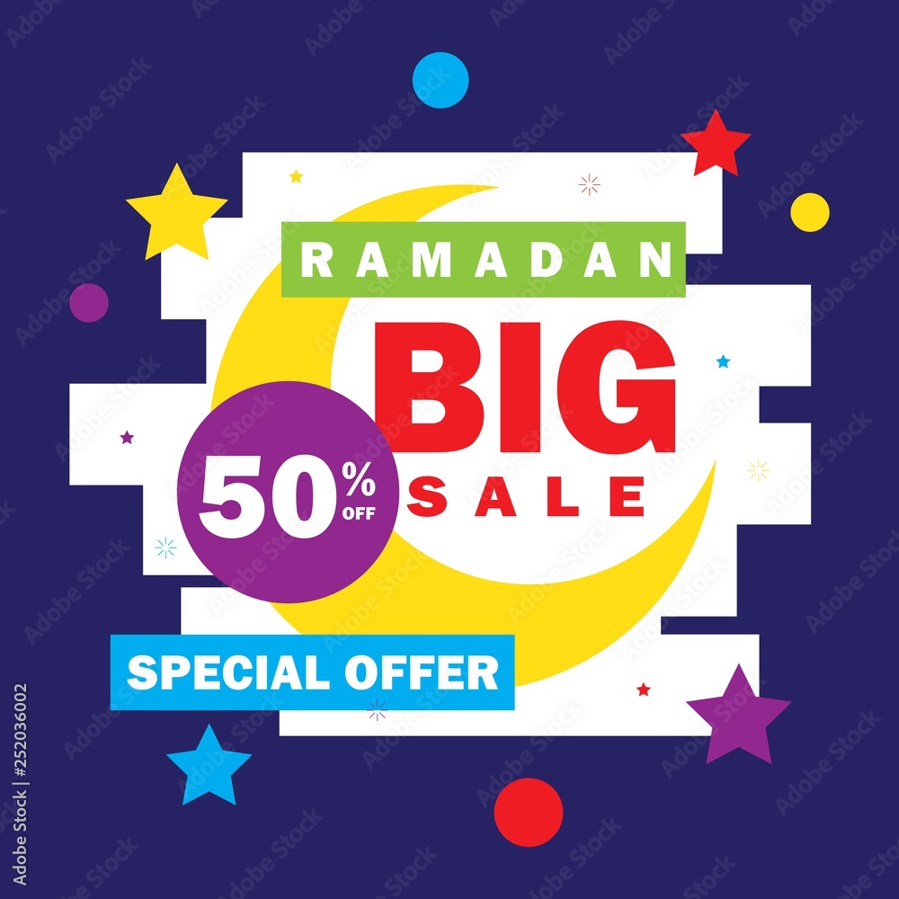 Naklejka premium Ramadan sale banner,discount and best offer tag, label or sticker set on occasion of Ramadan Kareem and Eid