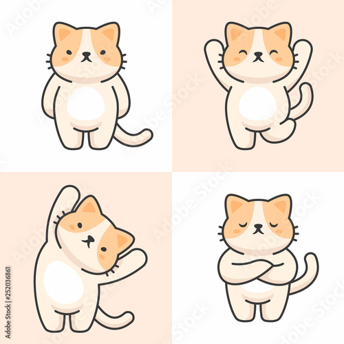 Vector set of cute cat characters