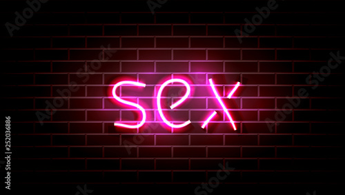 Realistic Neon Pink Light Sign Decoration On The Wall