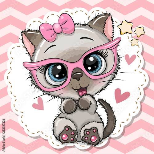 Cute Cat girl in pink eyeglasses