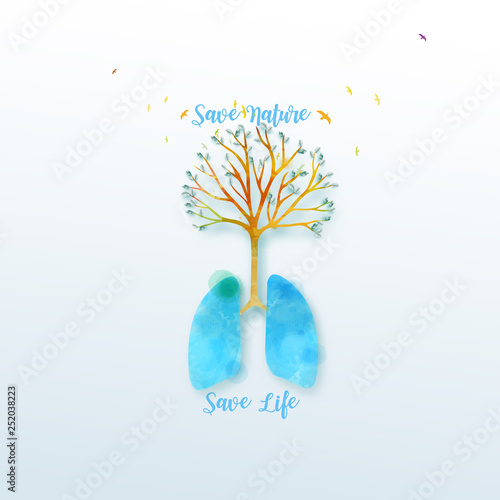 Lungs tree.Healthy life concept.  Forest protection concept good environment.
