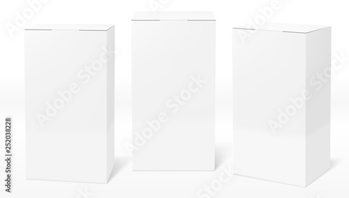 3D Clear White Blank Cardboard Package Boxes Set