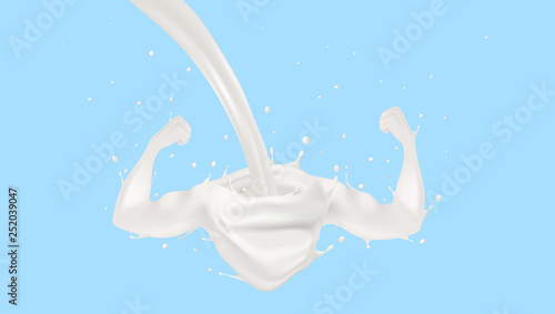 Splash Of Milk In Form Of Strong Arm Concept
