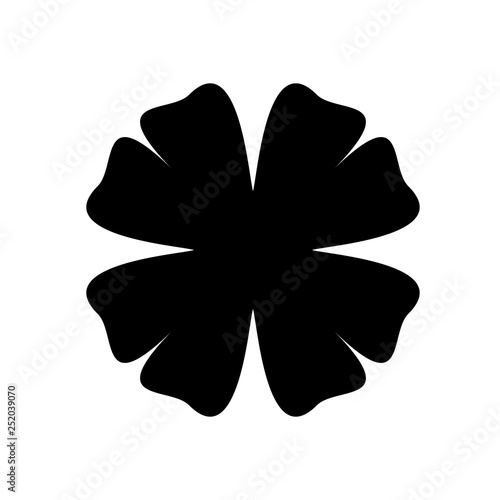 Shamrock silhouette - black four leaf clover icon. Good luck theme design element. Simple shape vector illustration