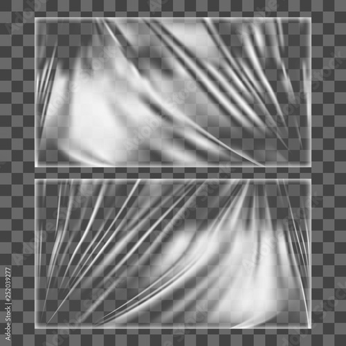 Realistic Two New Transparent Polyethylene Plastic Warp