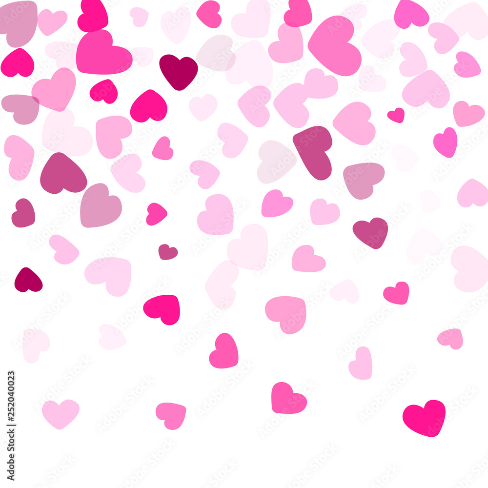 Hearts confetti flying vector background graphic design.