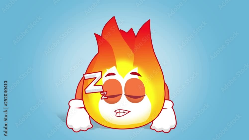Cartoon Fire Flame Sleep Rest Snore with Face Animation Alpha Matte ...