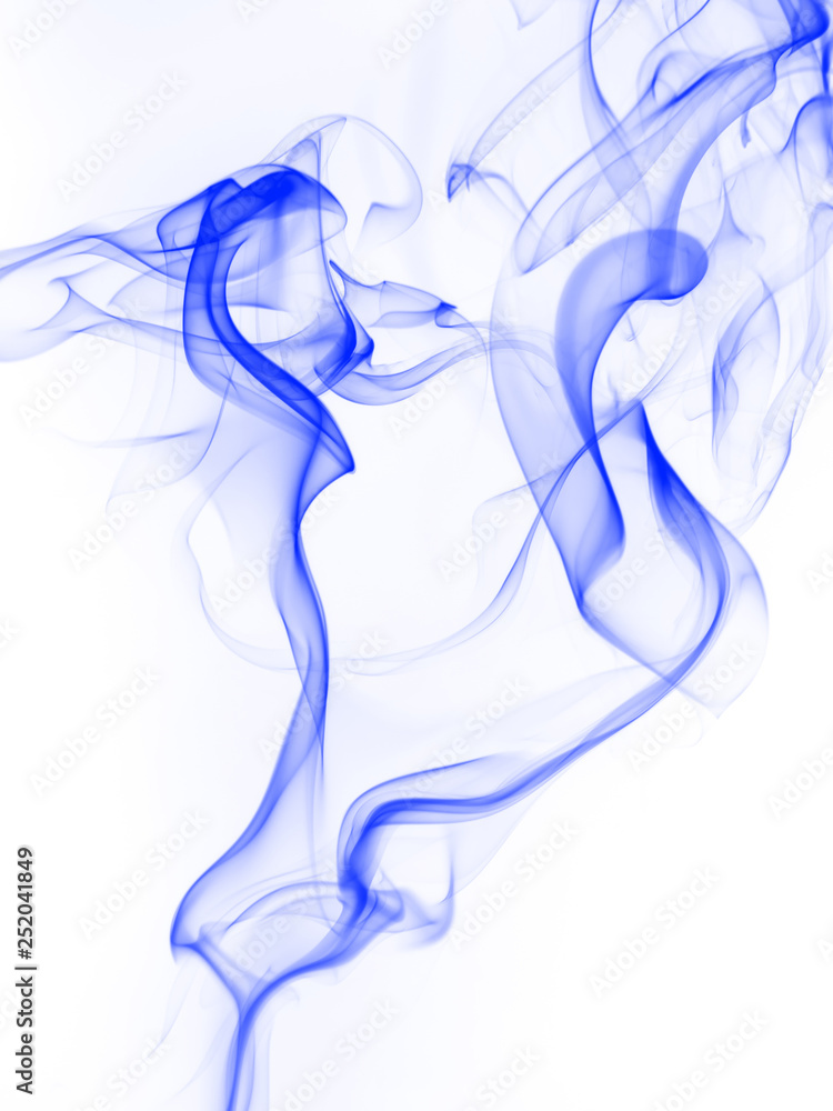Fototapeta premium Beautiful blue smoke abstract on white background