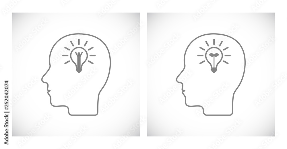head lightbulb idea icon