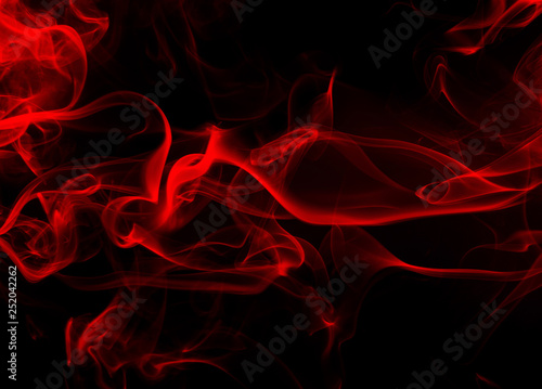 Red smoke abstract on black background. fire design