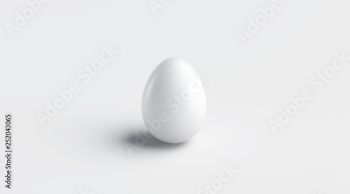 Blank white easter egg mock up, 3d rendering. Empty round religious symbol mockup. Clear cooking or raw healthy food for diet. Decoration product for christianity tradition template.