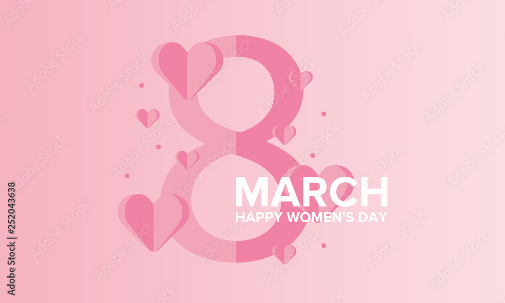 Happy Women’s Day. International holiday of female solidarity, which is celebrated on March 8. Beautiful inscription decorated with bright hearts. Poster, banner and background Happy Women’s Day. International holiday of female solidarity, which is celebrated on March 8. Beautiful inscription decorated with bright hearts. Poster, banner and background