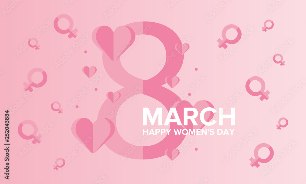 Happy Women’s Day. International holiday of female solidarity, which is celebrated on March 8. Beautiful inscription decorated with bright hearts. Poster, banner and background Happy Women’s Day. International holiday of female solidarity, which is celebrated on March 8. Beautiful inscription decorated with bright hearts. Poster, banner and background