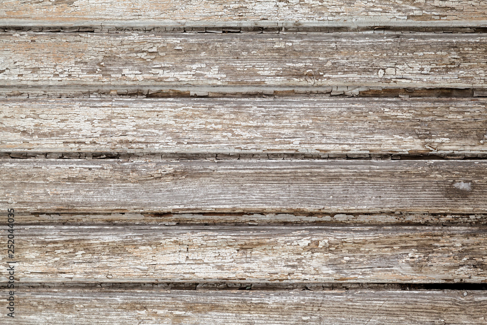 Wooden stockade background. Close-up of gray wooden planks of the old wall. Wood texture with peeling paint Wooden stockade background. Close-up of gray wooden planks of the old wall. Wood texture with peeling paint
