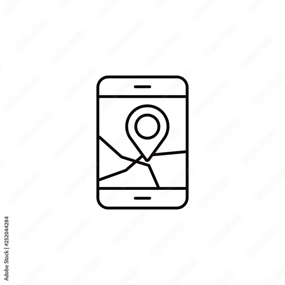 Mobile phone with location pin line icon Mobile phone with location pin line icon
