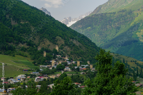 The town of Mestia in Georgia and its towers