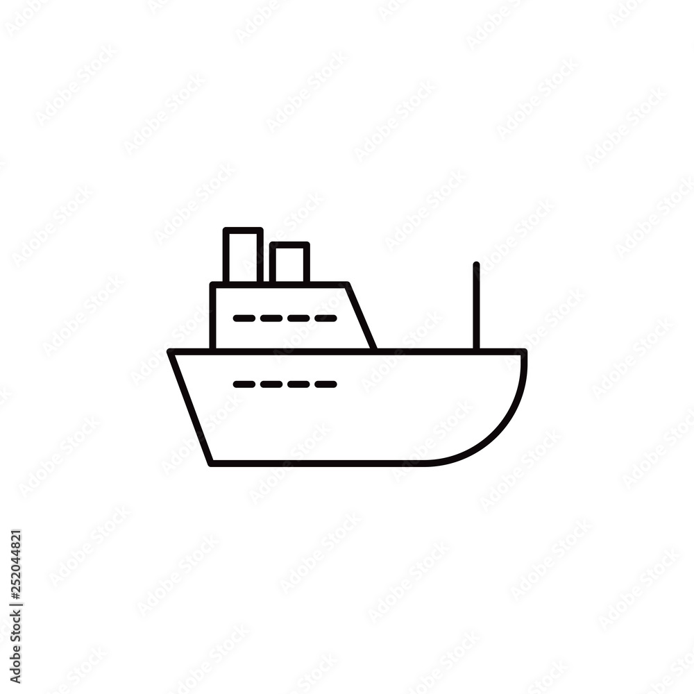 Yacht on waves thin line icon Yacht on waves thin line icon