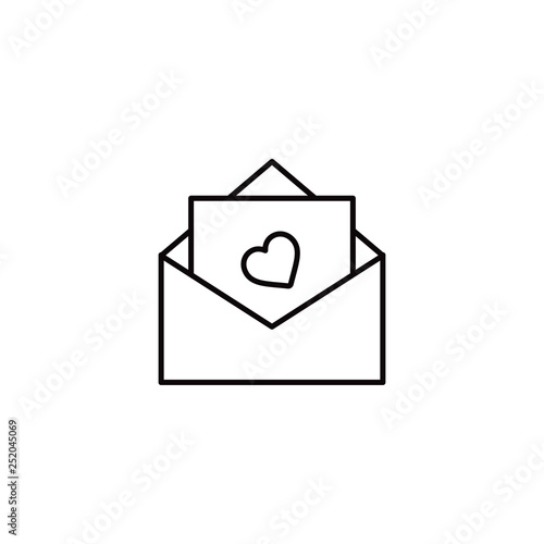 Envelope with hearts inside thin line icon