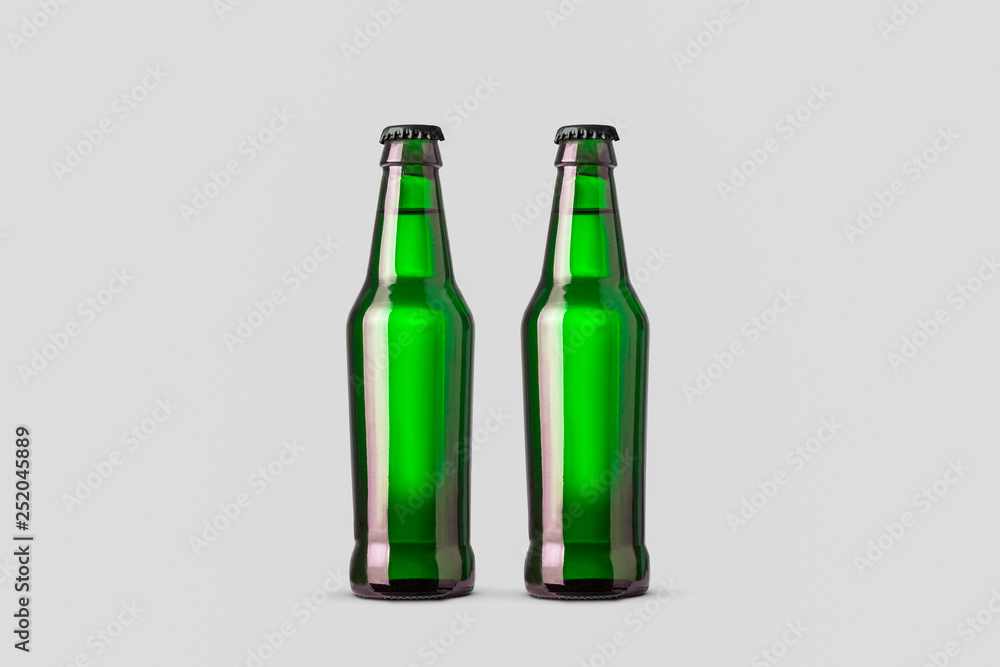 Beer Bottle Mock-Up isolated on soft gray background.High resolution photo.