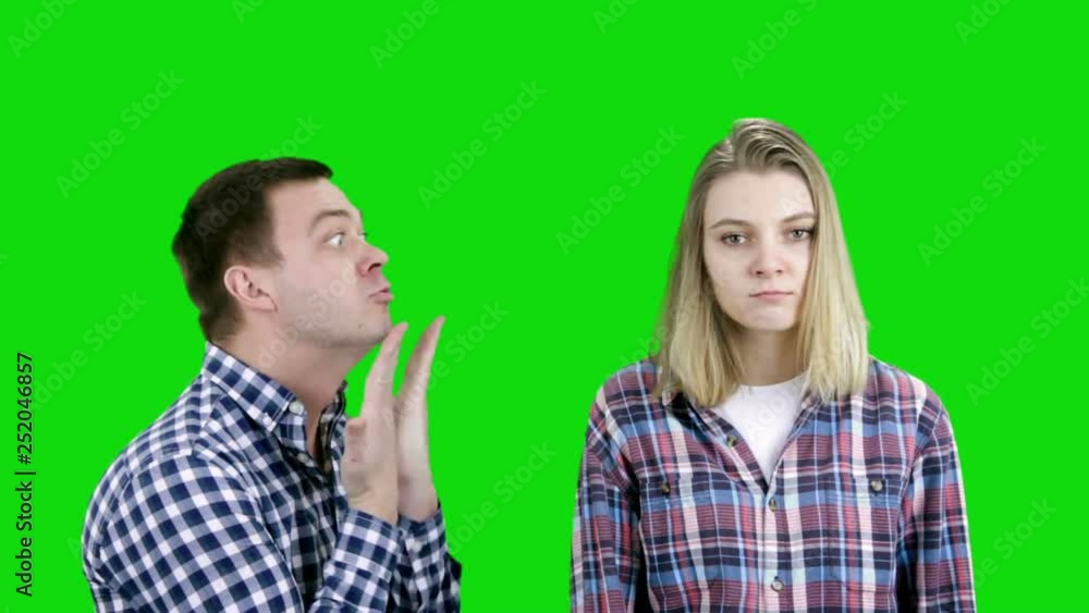 Young man asking her woman about something Young man asking her woman about something
