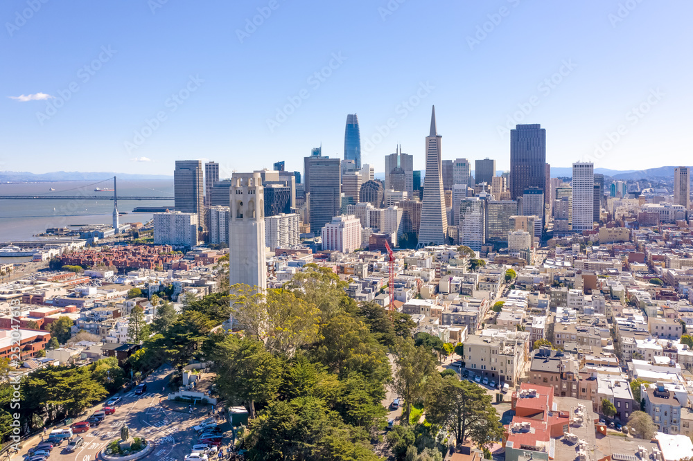 San Francisco downtown skyline aerial