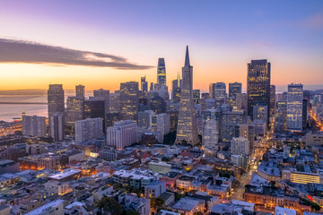 San Francisco downtown skyline aerial